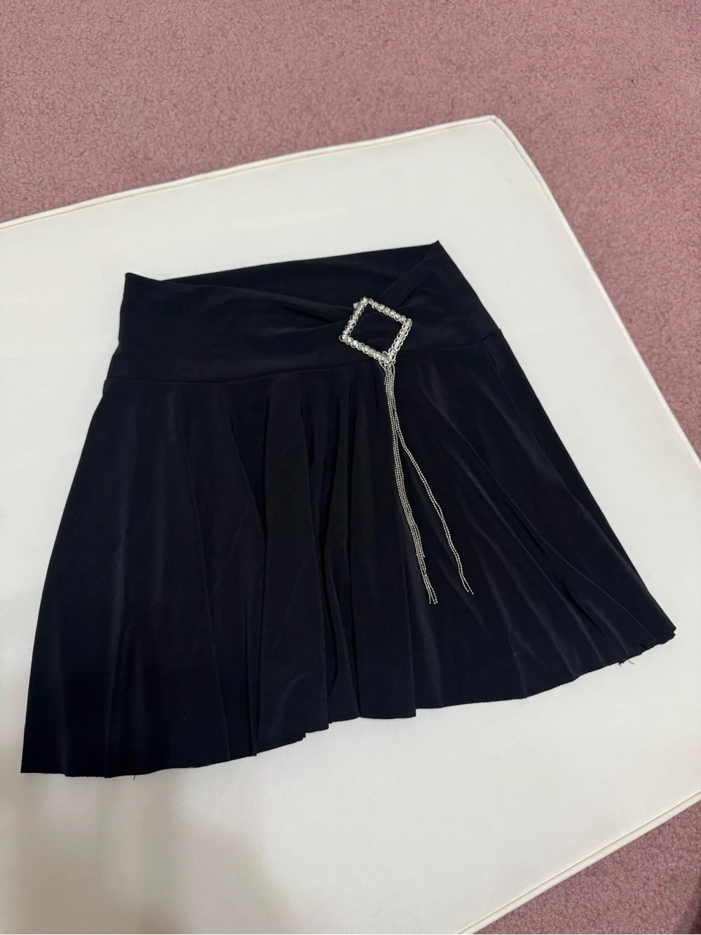 Med black short mini skirt y2k emo gothic rhinestone skater punk gothic outfit
